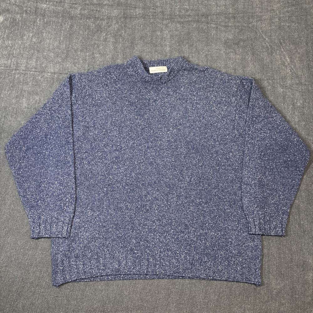 St Michael M&S Mens XL Blue Wool Silk Blend Pullover Crewneck Sweater